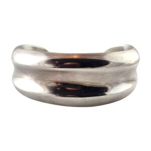 Los Ballesteros Mexico Sterling Silver Center Groove Cuff Bracelet #18597